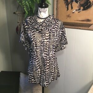 gnw stretch sheer animal print blouse